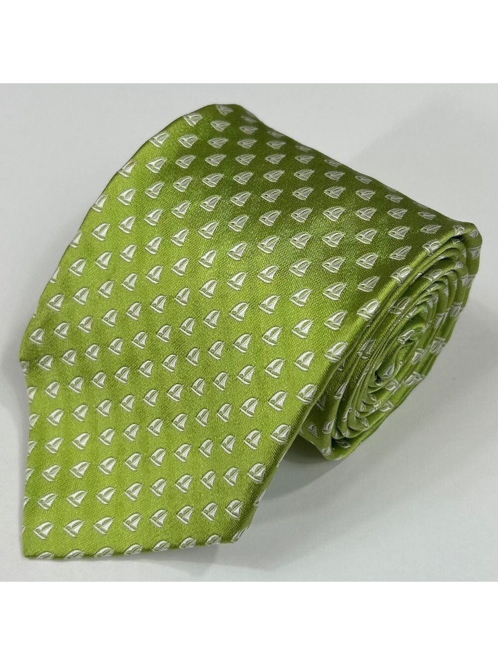 Breuer Men's Lime Green Nautical Sailboat Italy Necktie Tie